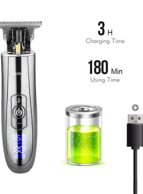 USB Rechargeable Bald Head Hair Clipper LCD Display Trimmer