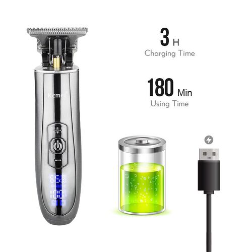 USB Rechargeable Bald Head Hair Clipper LCD Display Trimmer