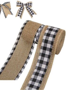 6 Yards Buffalo Plaid Ribbon Wired Edge Burlap Gingham