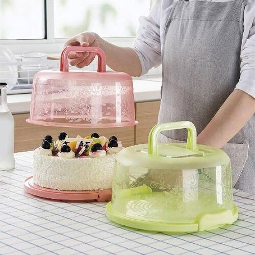 Portable Cake Storage Box Round Birthday Wedding Kitchen