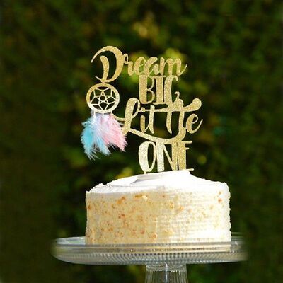 Golden Silvery Glitter Cake Topper Party Supplies Happy