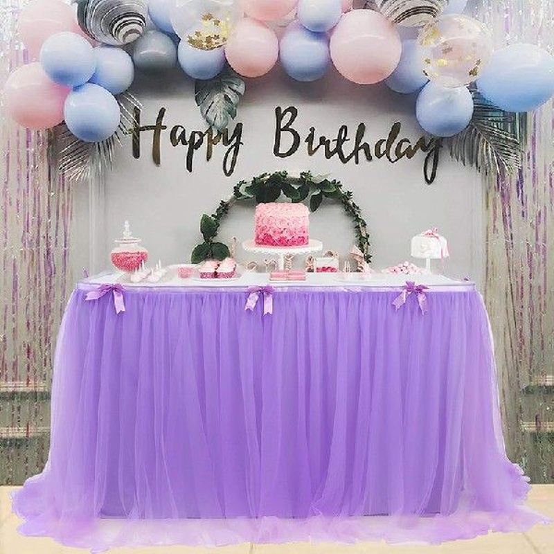 Table Skirt Wedding Party Tulle Tutu Tableware Clothr