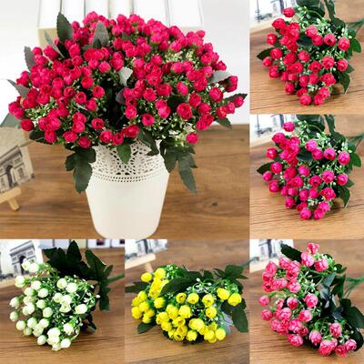 36 Heads Artificial Flowers Bride Bouquet Fake Peonies