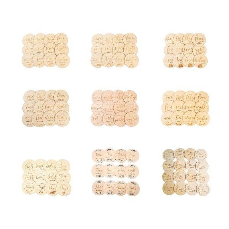 Wooden Baby Monthly Milestone Cards Newborn Photography