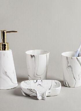 Bathroom Toiletries Marble Ceramic Mouthwash Cup Toothbrush