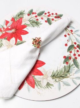 Logam Pohon Natal Cincin Serbet Pita Bunga Karangan Bunga