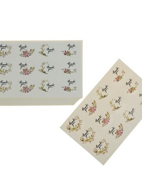 120pcs/set Oval Vintage Thank You Elegant Flower Ellipse Adh