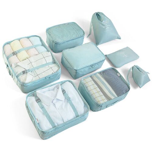 8 Pcs Set Packing Cube Bag Travel Kit Organizer Clothes Mesh