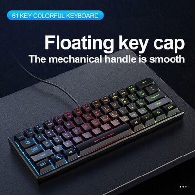 Wired 61key Keyboard Mechanical Gaming Keyboard RGB Backlit