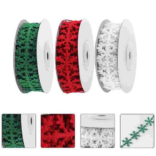 3 Rolls of Xmas Ribbons Holiday Present Wrapping Ribbons