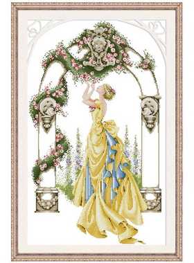 Rose in Gate and Courtyard Counted Cross Stitch 11CT 14CT Be