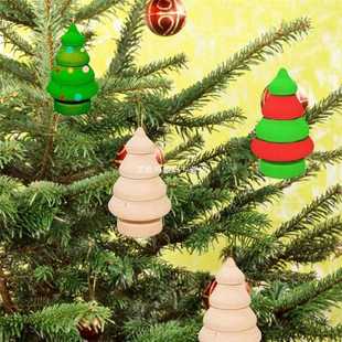 10 Pcs/Pack Natural Wooden DIY Christmas Tree Hanging Orname