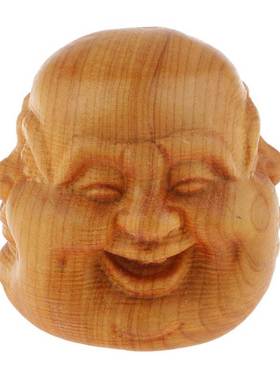 Hand Carved Four-Face Buddha Head Sculpture Ornat Indoor Off