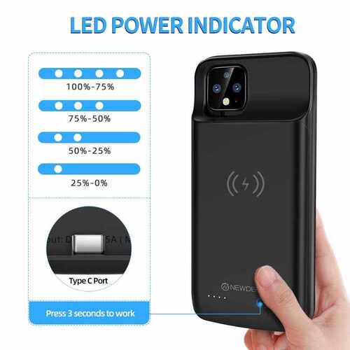 NEWDERY For Google Pixel 4 Battery Case, Qi Wireless Chargi