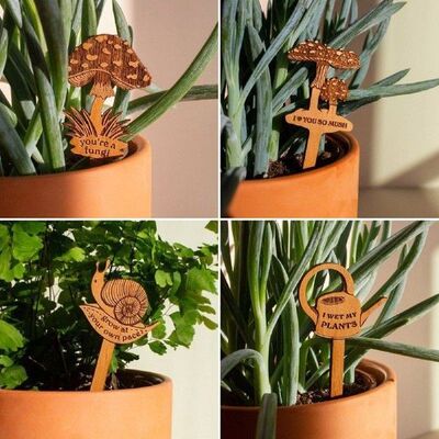 1Pcs Wooden Bamboo Plant Labels Housewarming Gift Mushroom