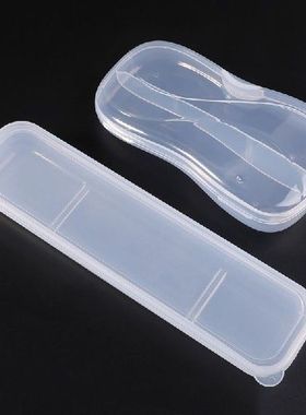 Portabel Transparan Peralatan Makan Plastik Kasus Sendok