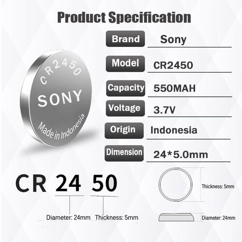 Sony Lithium-Batteries Swatch-Watch Cr 2450 Coin-Cell Button