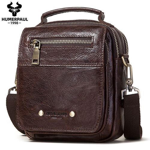 Genuine Leather Men's Crossbody Bag Capacity Casual