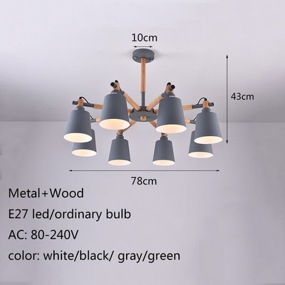 Modern nimalist wooden bracket LED E27 lampshade chandelier