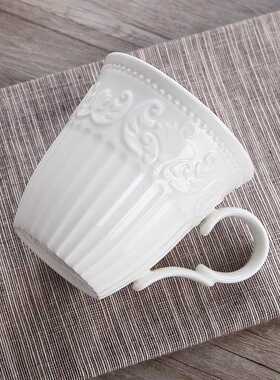 300ml, white embossed porcelain cute snow mugs, copo cafe ne