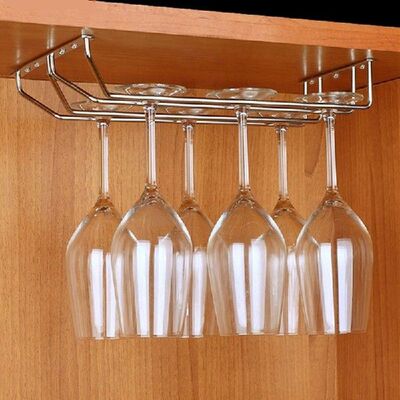 3 Rows Wine Glass Rack Under Cabinet Stemware Wine Glass