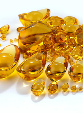 1pc Glaze Citrine Ingot Artificial Chinese Ancient