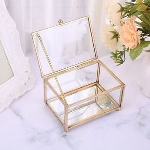Rustic Wedding Ring Box Geometric Transparent Glass Jewelry