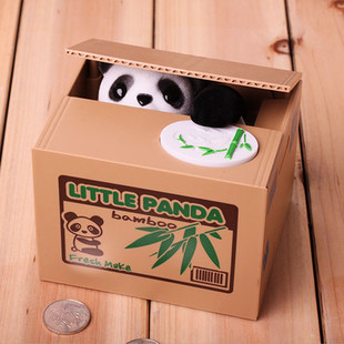 Panda Coin Box Kids Money Bank Automated Cat Thief Money Box