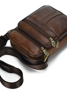 Casual Man Chest Pack Cowhide Genuine Leather Male