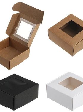 10Pcs Kraft Paper Packaging Boxes Clear Window Gifts For