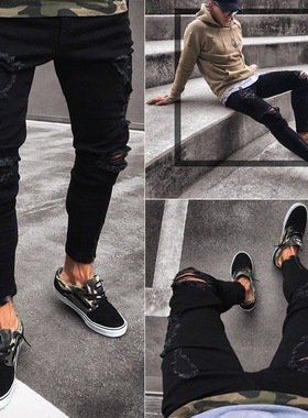 Men's black Hole jeans