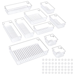 10 Pcs Desk Drawer Organiser Trays, 5-Size Versatile Storage