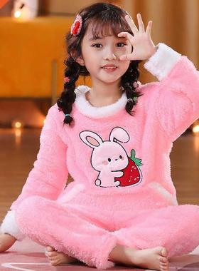 2022 Winter Children Plush Pajamas Wm Flannel Sleepwe Bo