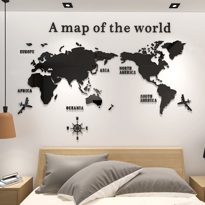 diy large acrylic wall sticker world map for office living