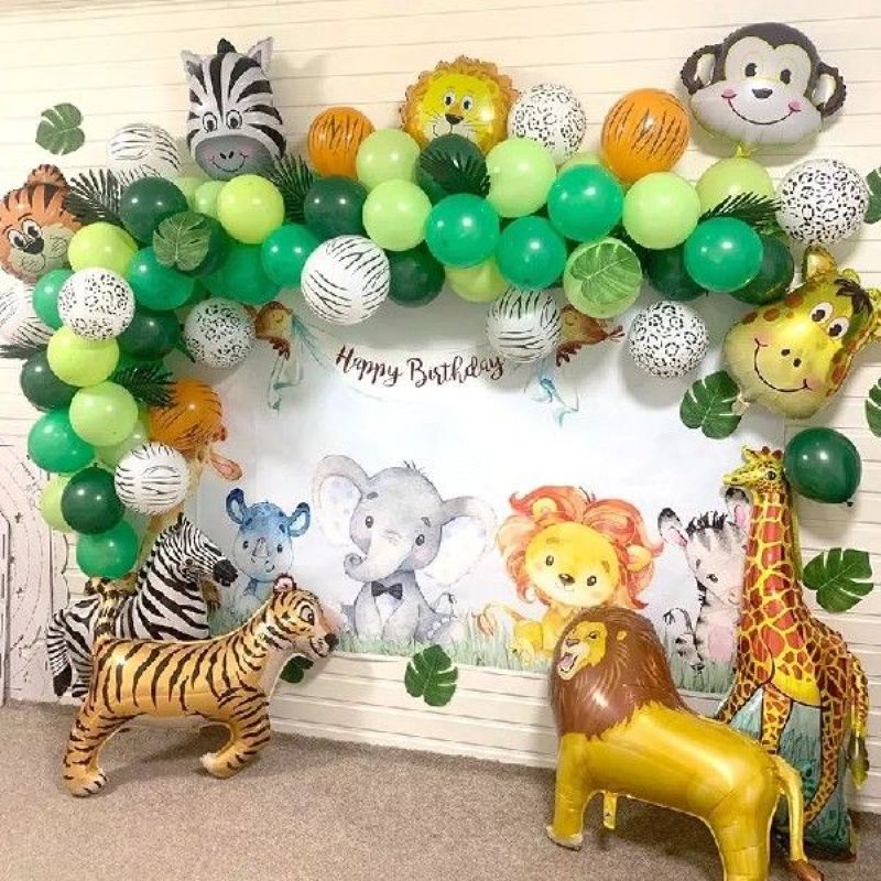 109pcs Jungle Safari Theme Party Balloon Garland Kit Animal