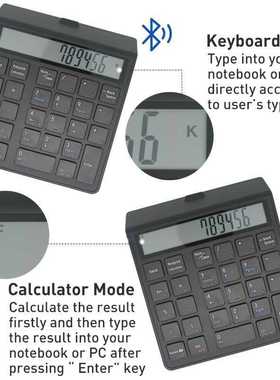 Bluetooth Numeric Keyboard Wireless Electronic Caculator 12