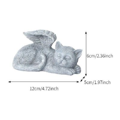 Garden Decor Desktop Lawn Angel Cat Memorial Stone Gift
