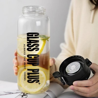 Large Capacity Portable Glass Water Bottles 0.6L 1L 1.5L 2L