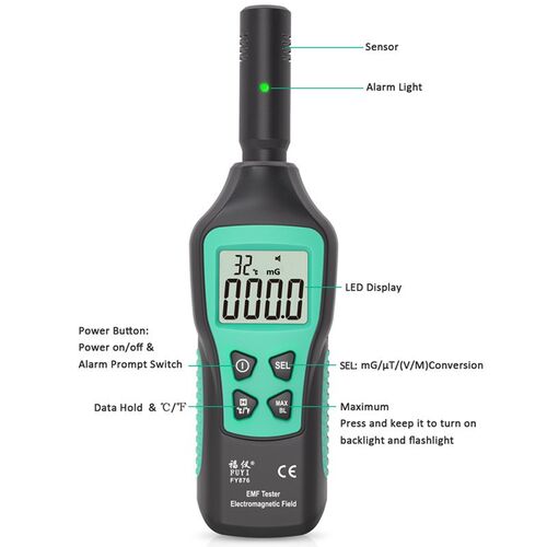Digital Electromagnetic Field Radiation Detector Temperature