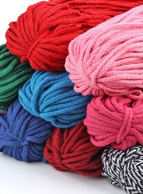 Colorful 5mm Cotton Cord Twisted Rope High Tenacity Macrame