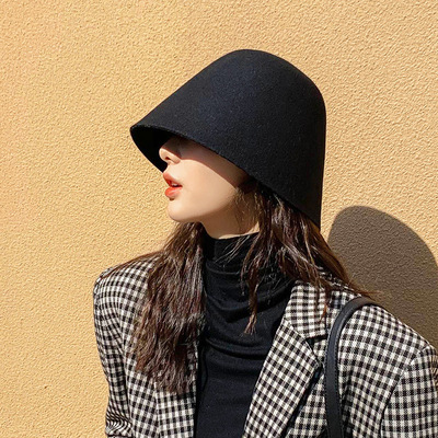 Vintage Bucket Hat Cap Panama Women Men Vintage Winter Wool