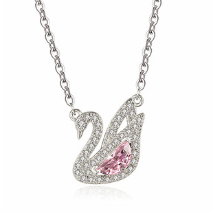 Fashion Swan Pink Crystal Zircon Diamonds Gemstones Pendant