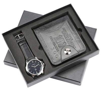 +Men Luxury Watch Gifts Set For Wallet Quartz Wristwatch男士