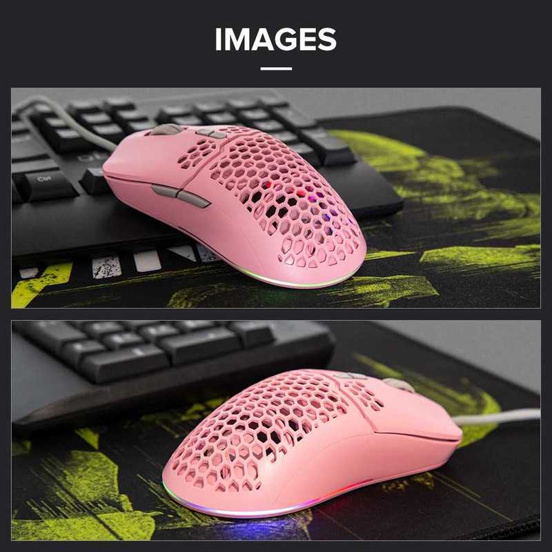 M700 PMW3389 Pink Gaming Mouse 67g Lightweight Honeycomb She