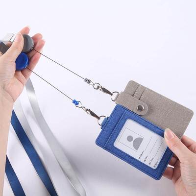 1pc Leather Id Holders Case PU Business Badge Card Holder wi