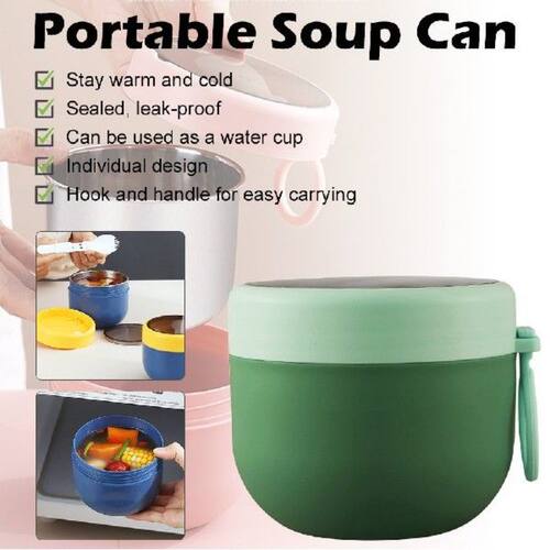 600ml Stainless Steel Lunch Box Vaccum Soup Cup With Spoon