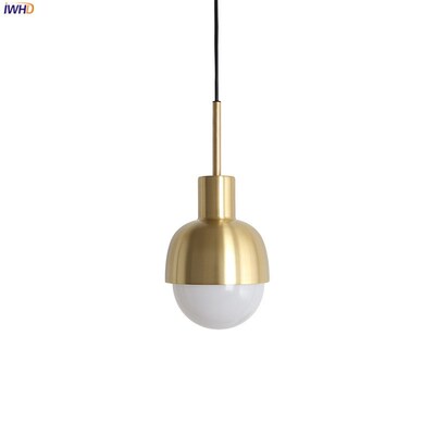 IWHD Nordic Modern Copper Pendant Light Dinning Living Room