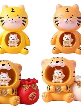 Pen Holder Light Tigers Statue Desktop Ornaments Baby Night
