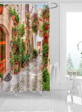 Shower Curtains Garden Flower-Door Bathroom Polyester Waterp