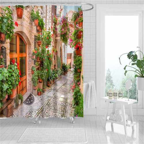 Shower Curtains Garden Flower-Door Bathroom Polyester Waterp